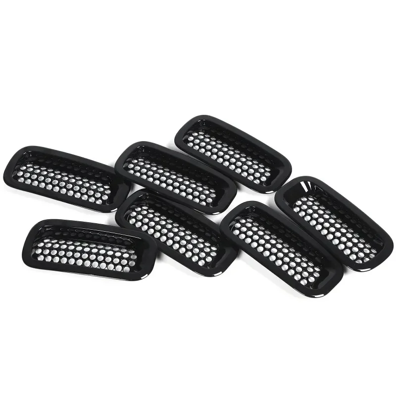 For Hummer H3 2005-2009 ABS Black Car Front Grille Mesh Inserts with Headlight Cover Trim Car Accessories