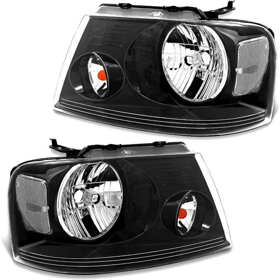 

Headlight Assembly Compatible With 20042008 Ford F150 for Driver and Passenger Side Black Housing with Clear Reflector Enhanced