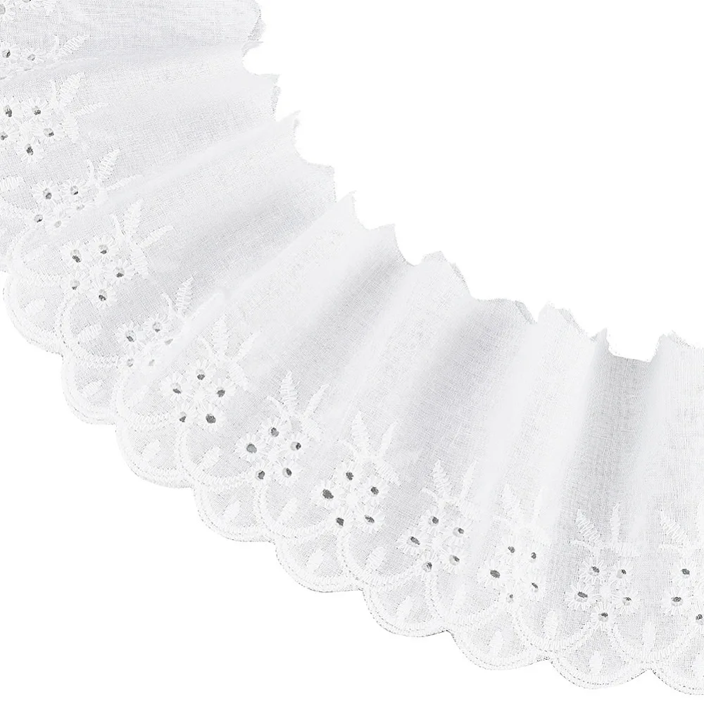 Cotton Lace Trim For DIY Scrapbooking Gift Package Ribbon White 3-3/4 inch(95mm)