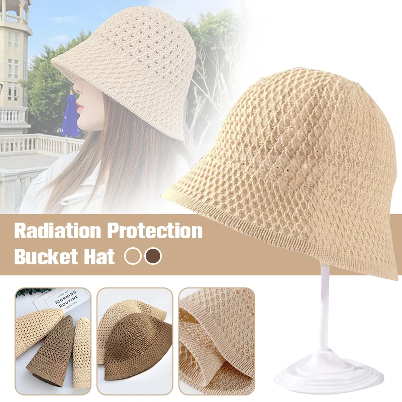 Summer Thin Anti-radiation Hat EMF Shielding Cap Computer Room Bucket Hat Full Silver Fiber Anti-electromagnetic Radiation Hat