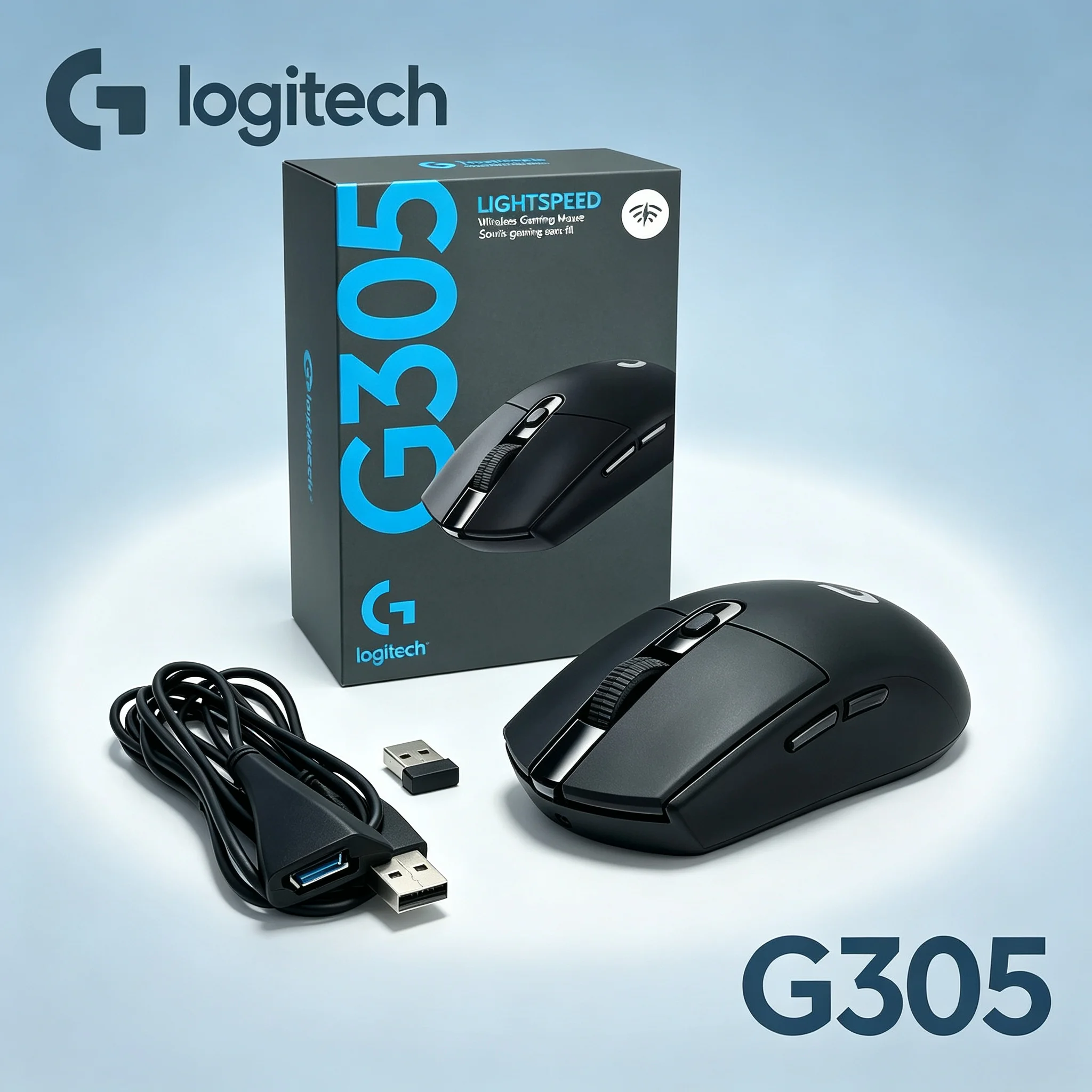 Logitech G305 2.4G Ergonomic Wireless Gaming Mouse With Transfer Adapter Cable Customizable Buttons Mice For Gamer Office Worker