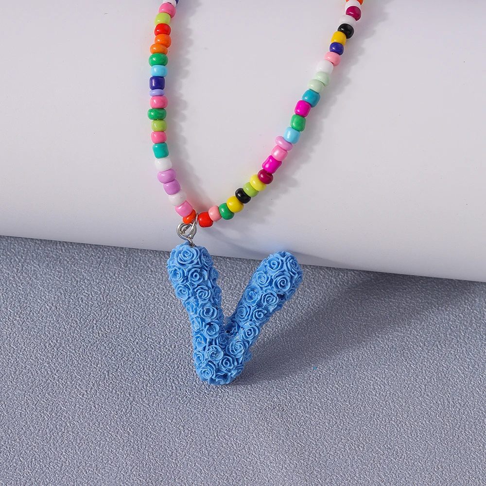 Aihua Niedliche Boho-Halskette mit Namen und Initialen, 26 Buchstaben, für Frauen, BFF, beste Freunde, Kinder, Rose, A-Z Alphabet-Halsketten, Geburtstagsgeschenke – Detail 16