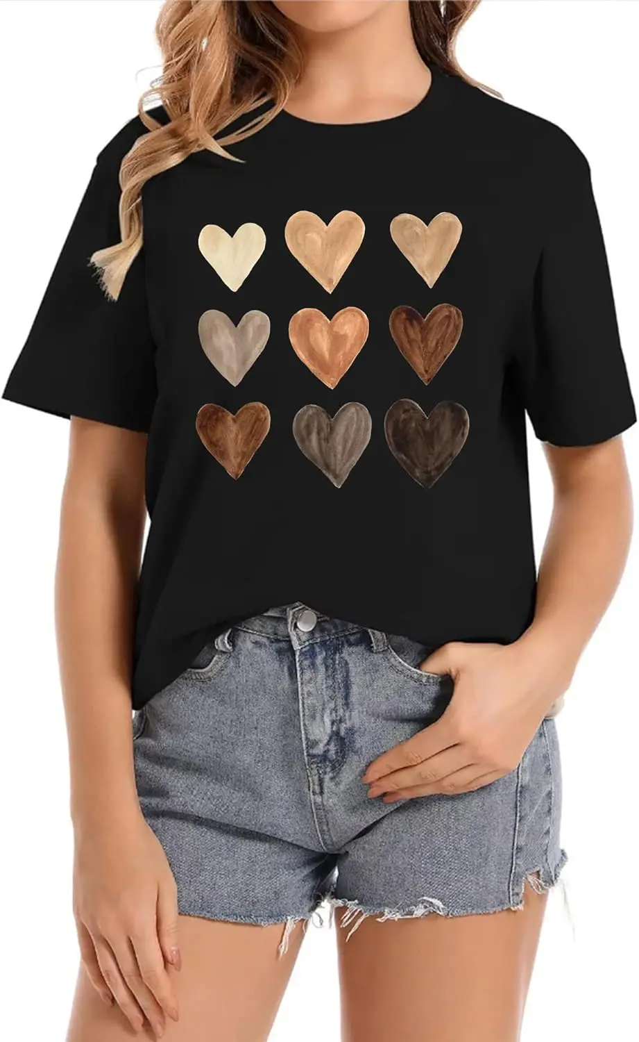 

Melanin Hearts, социальная справедливость, равночество, протест, повседневная летняя футболка с круглым вырезом и короткими рукавами, винтажная летняя футболка с рисунком для женщин