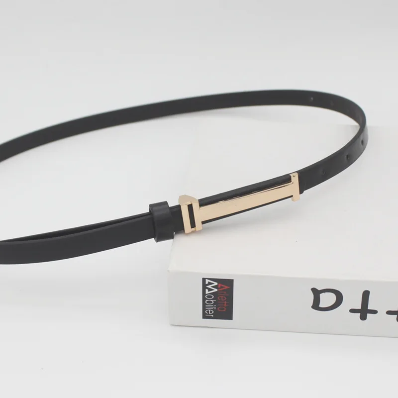 Cinturón para pantalones de mujer, decoración de vestido, cinturón fino de cuero para mujer, correa de cintura con hebilla de Metal