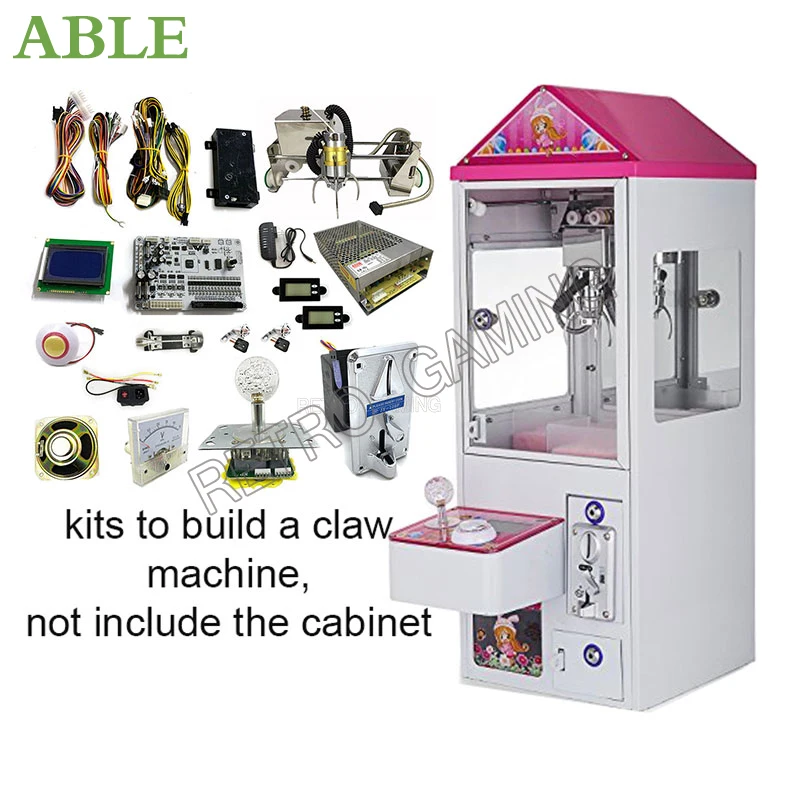 

Mini Toy Claw Crane Game Machine DIY Kit With Motherboard 25.7cm Gantry Power Supply Joystick LED Buttons Coin Acceptor