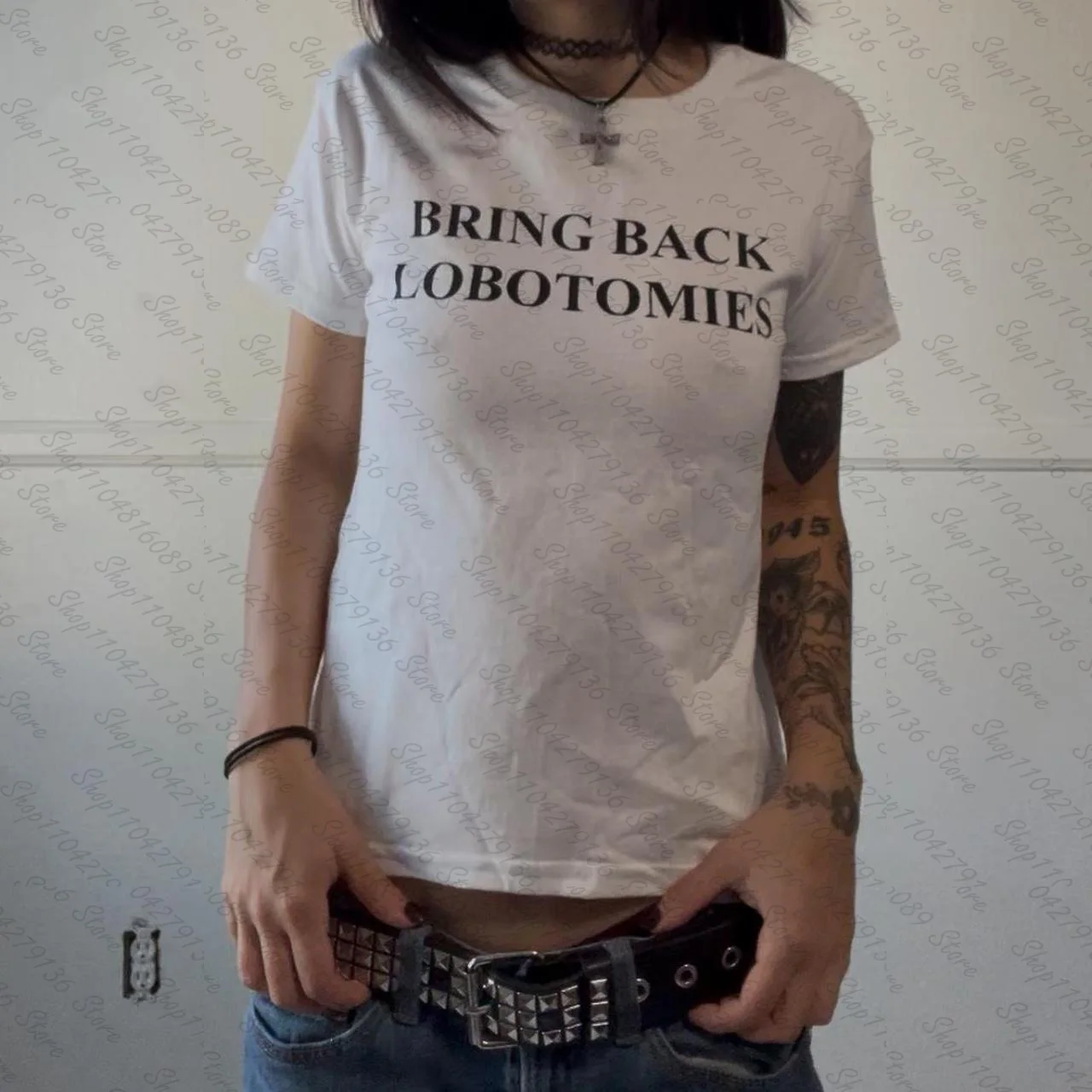 Crop Top Women Gothic Shoujo Girl Style Graphic T Shirts Woman T-shirts Grunge Clothes Clothing Female Graphic Tees Y2k Tops Emo