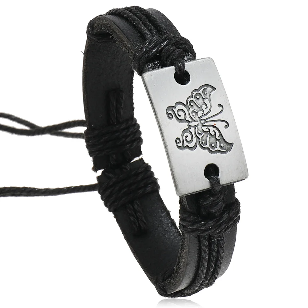 1 Piece Women Fashion Butterfly Leather Bracelet Creative Vintage Personality Adjustable Bracelet for Women