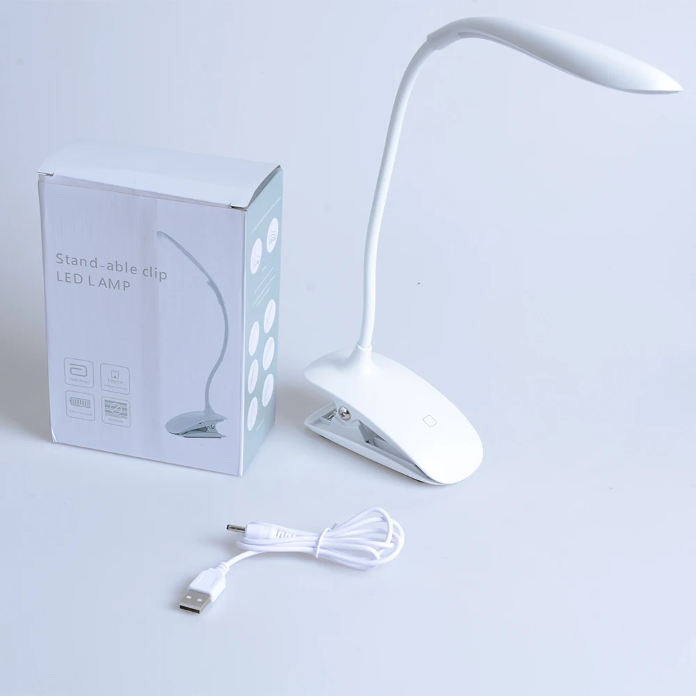 Clip ricaricabile lampada da tavolo a Led flessibile interruttore tattile lampade da tavolo a LED USB per la protezione degli occhi da comodino Dimmer luce del libro di lettura