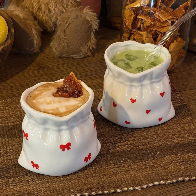 1 Pcs 220ml Wrinkled Cloth Bag Shaped Ceramic Mug Unique Gift For Friend Irregular Cappuccino Mocha Drinking Cup Dropshipping