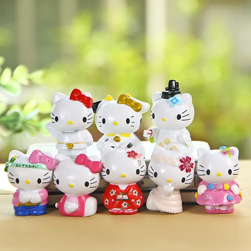 Sanrio Hallo Kitty Dekoration Puppe Anime Figur niedlichen DIY Spielzeug q figürliche Autos Schreibtisch Kuchen Dekoration Modelle Kinder Geburtstags geschenke