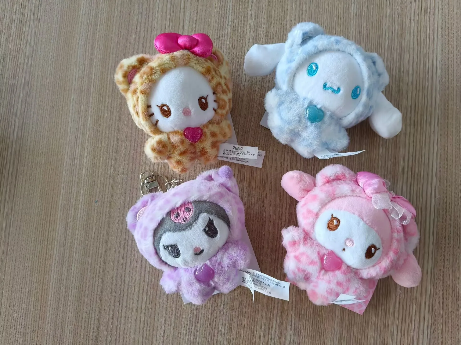 

Kawaii Hello Kitty Doll Keychain Sanrio Anime Kuromi Melody Cartoon Leopard Print Kt Pendant Toys Zipper Decoration Girl Gifts