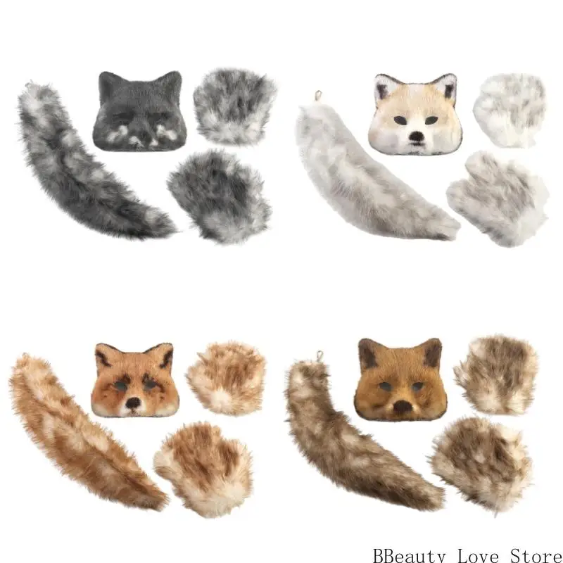 

Foxes Mask Cats Half Face Mask Tail Halloween Cosplay Costume Foxes Costume