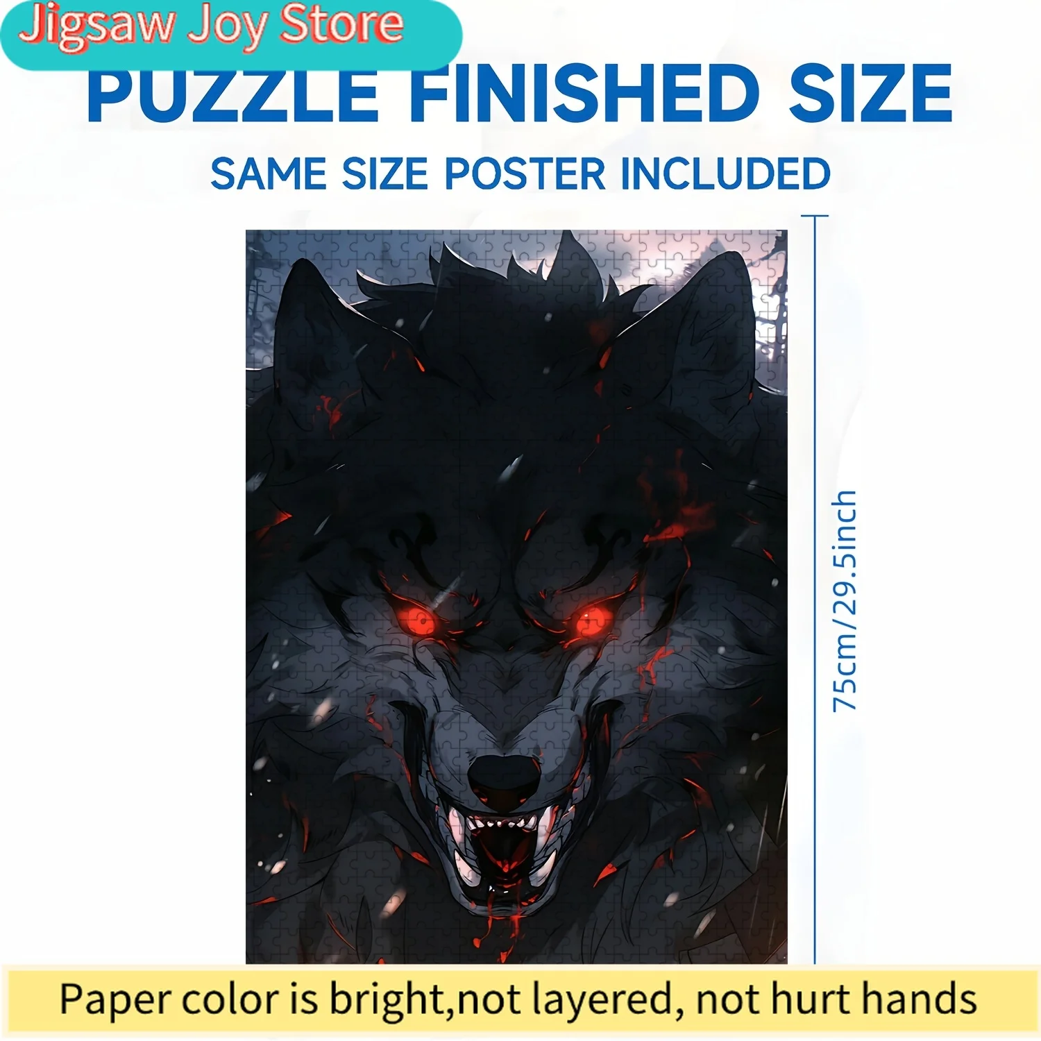 Wolf King Jigsaw Puzzle - High Difficulty Fierce Wolf Artwork, Interactive Interactive Puzzle with 1000+ Jigsaw Pieces, Porta
