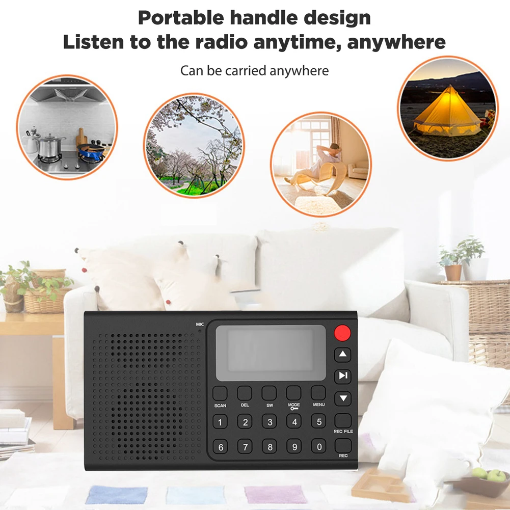 AM FM SW راديو ستيريو AUX جاك كامل النطاق راديو محمول مسجل Type-C شحن مشغل موسيقى MP3 راديو ساعة تنبيه مع دعم