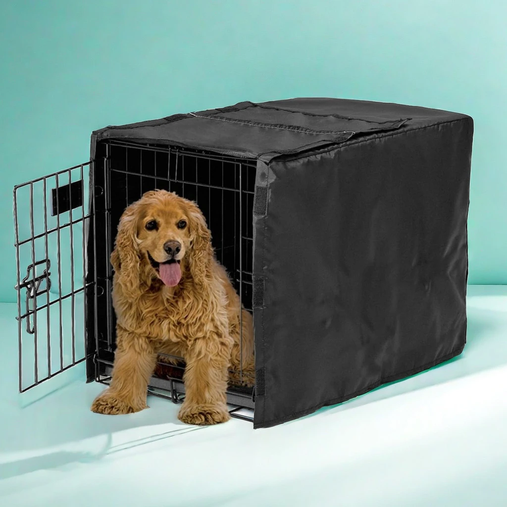Universal One Door Dog Crate Cover, Wire Dog Cage Cover Roller Shades, Waterproof Durable Lightweight