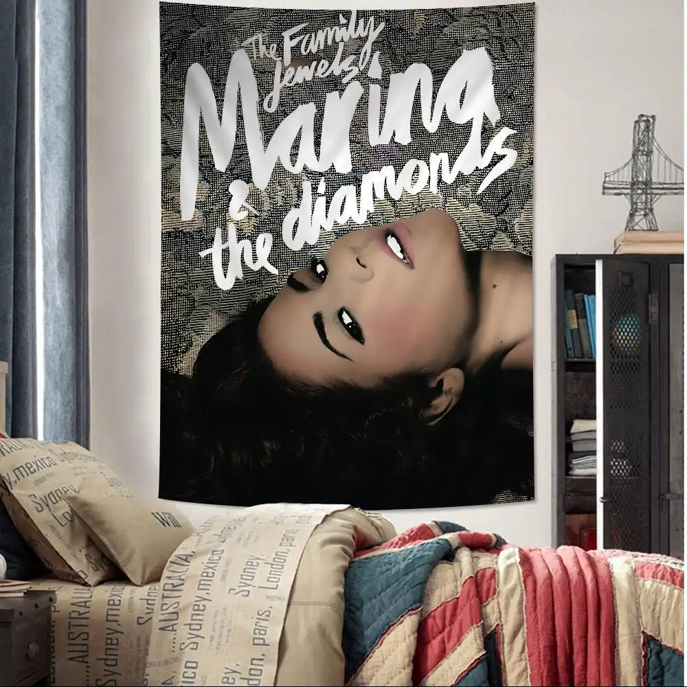 Marina And The Diamonds Music Album Colorful Tapestry Wall Hanging Hanging Tarot Hippie Wall Rugs Dorm Wall Art Decor