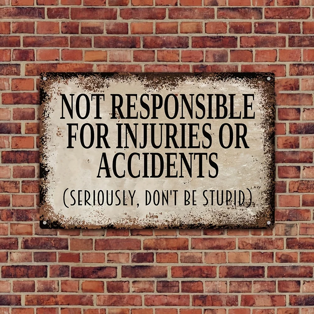 2D Flat, 2D Flat 1 Swimming Pool Safety Sign - Not Responsible for Injuries Or Accidents - Vintage Metal Painting Art Logo 8*12