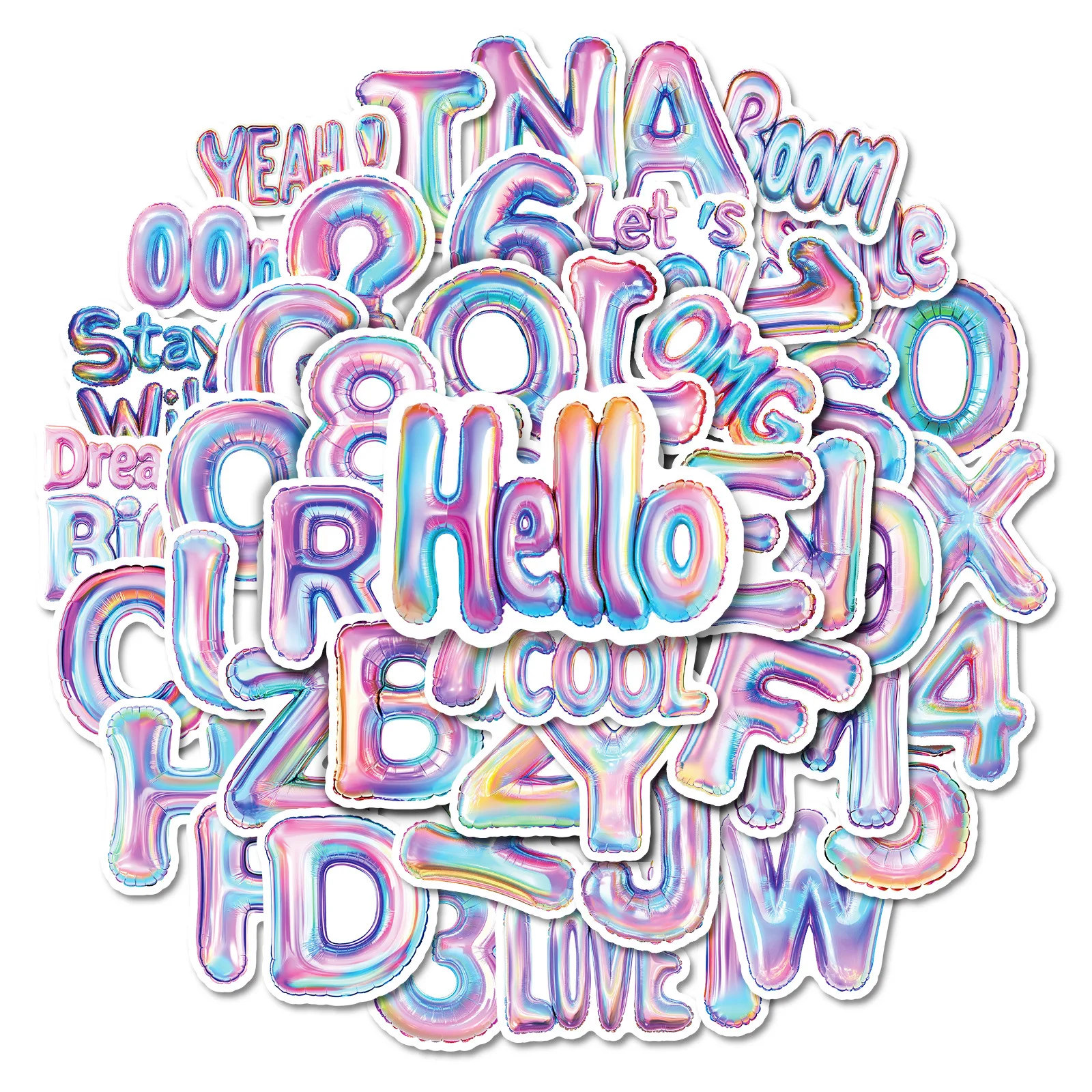 

10/30/50PCS English Alphabet Graffiti Stickers Number Cartoon Sticker Balloon Style DIY Decoration Laptop Phone Guitar Car Decal