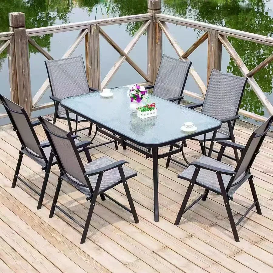 Outdoor table, chair and umbrella combination folding courtyard open-air balcony outdoor portable