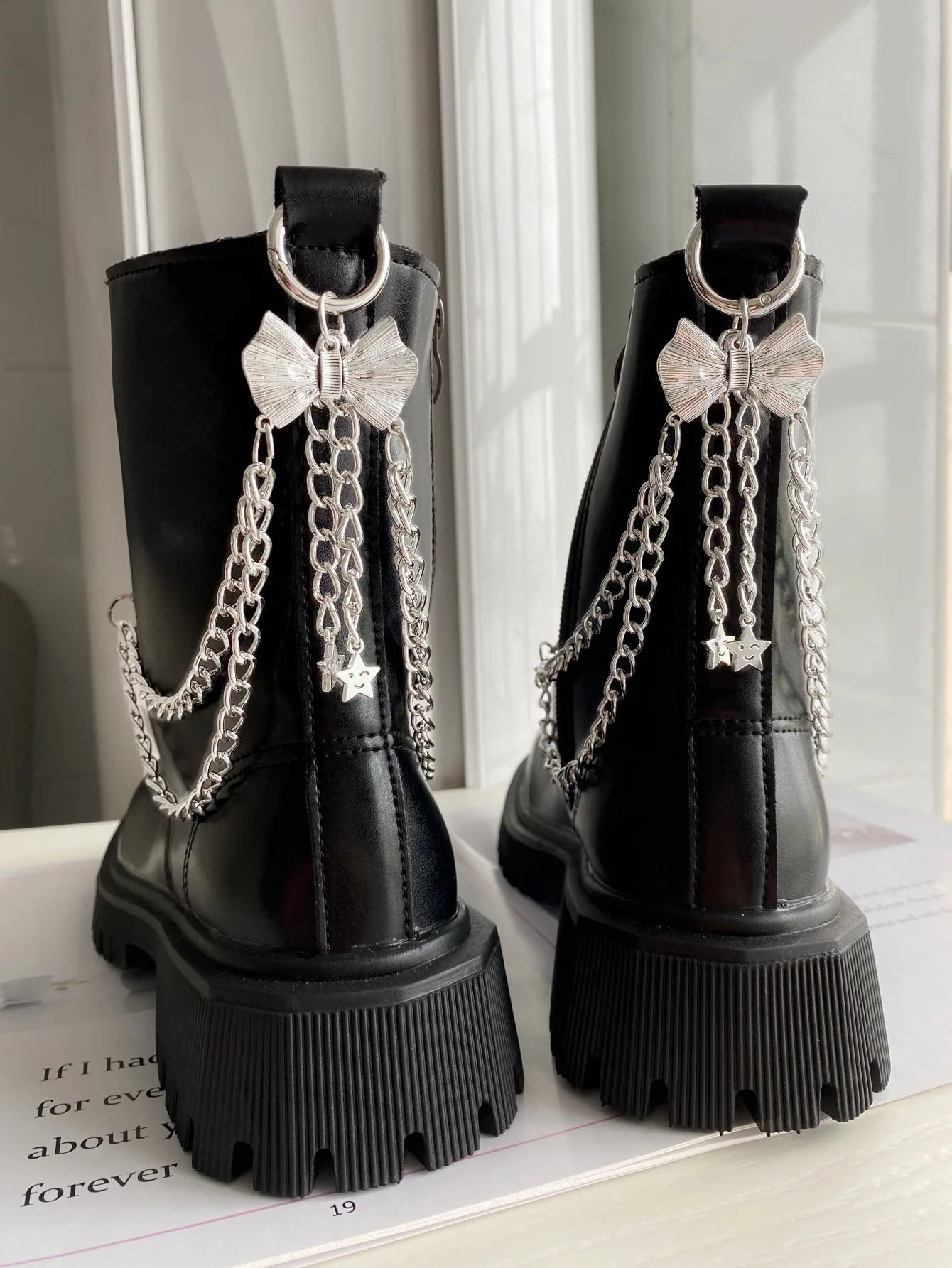 1/2pcs Detachable Metal Bowknot Chain Tassel Star Decor For Boots, Canvas Shoes, Sneakers, DIY Perforated Shoes Accessories, Als