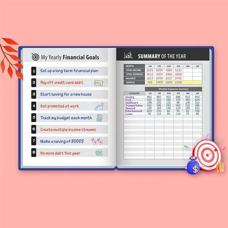 A97Z Bill Tracker Notebook Monthly Financial Budgeting Management Book For Family Expense Tracker 4-Year Guide Payment Easy