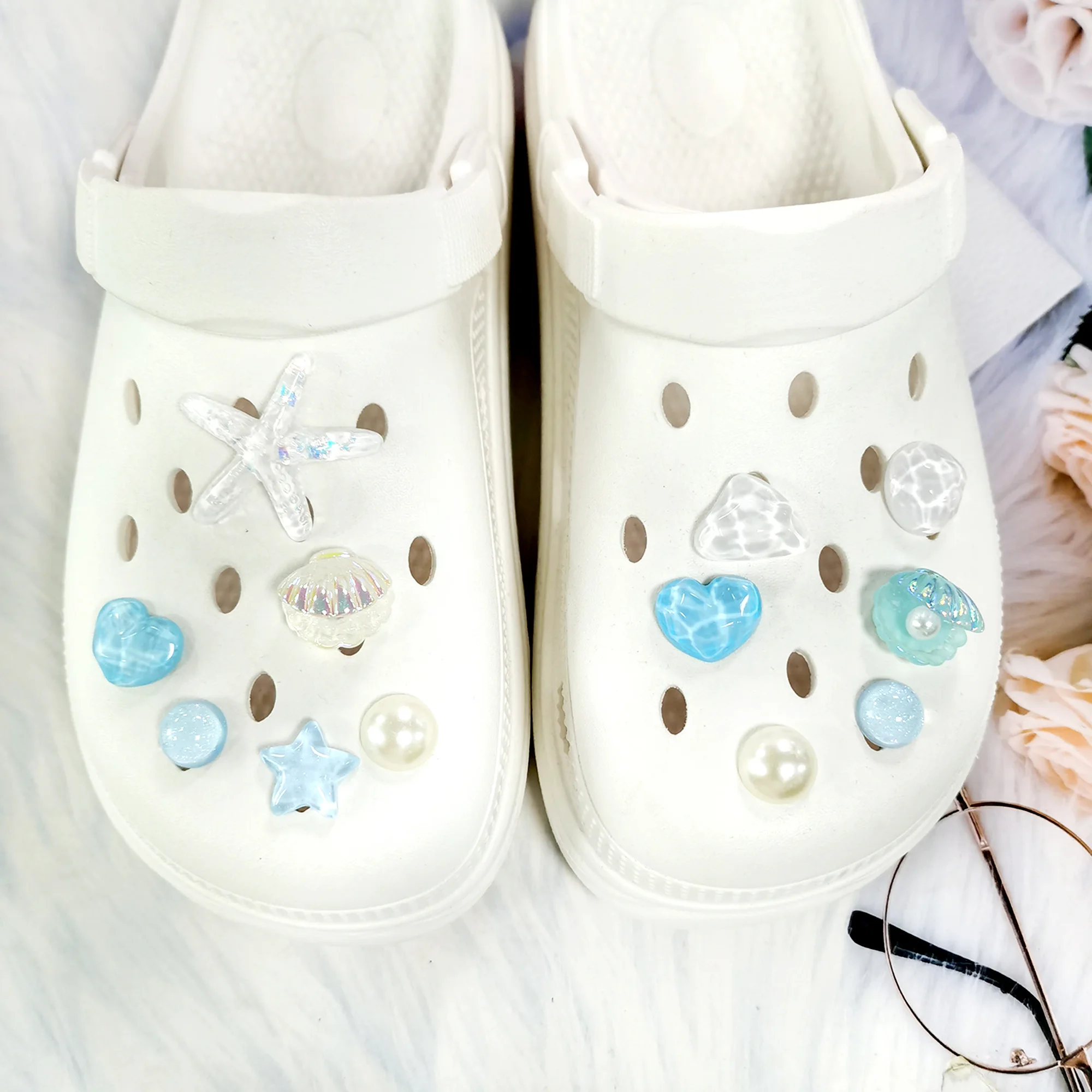 Cute Sea Shell Shoe Charms for Clogs Accessories DIY Silde Sandals Gardens Shoe Decoration Buckles Pins Boys Girls Gifts image 5