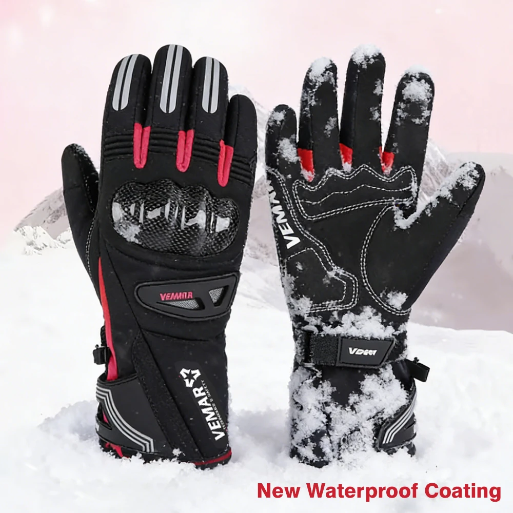 

Зимние мотоциклетные перчатки VEMAR: водонепроницаемые, ветрозащитные, совместимые с сенсорными экранами, с защитным покрытием из углеродного волокна, теплые, для езды по снегу.