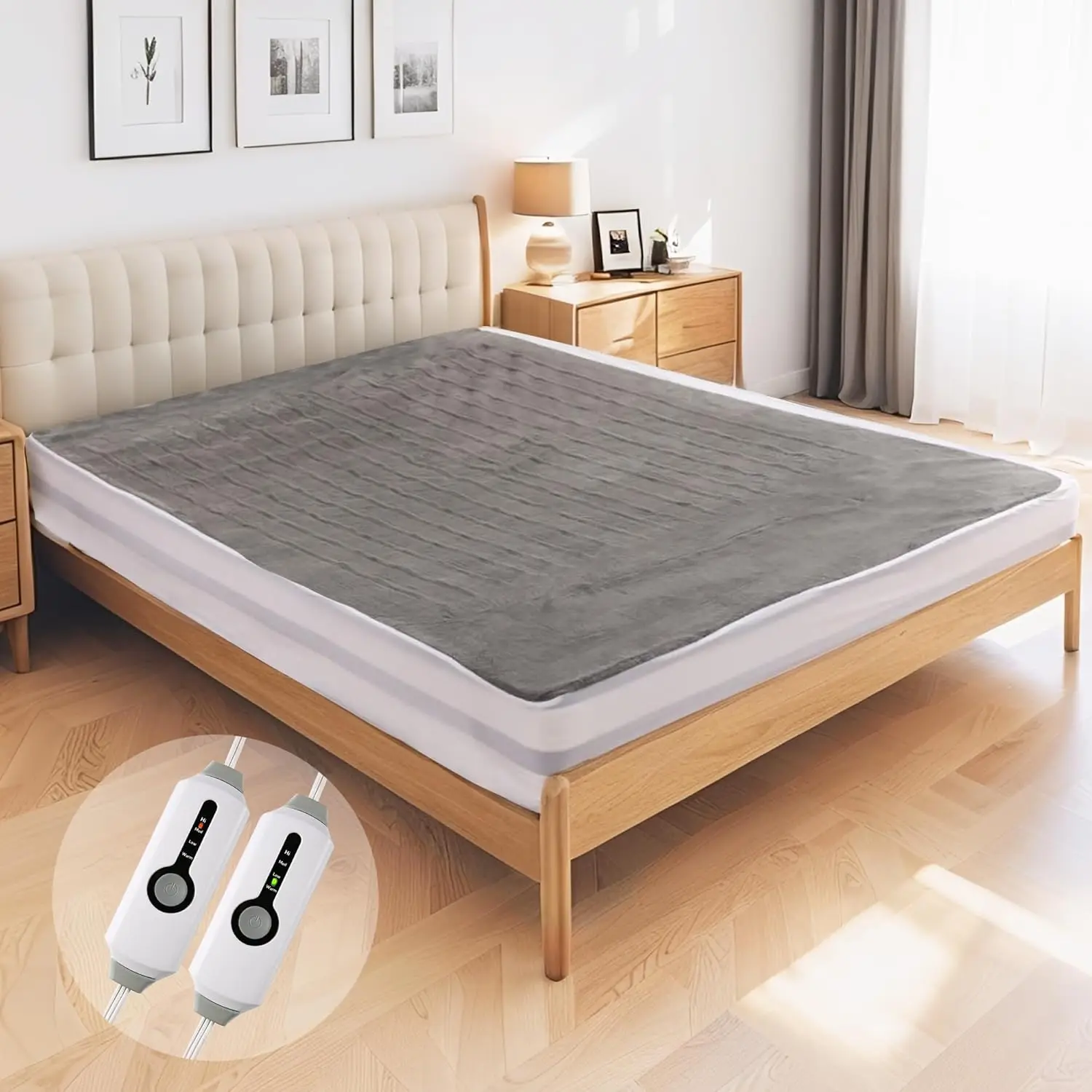 Queen Size Electric Mattress Pad with Dual Control, 4 Heat Levels, Fast Heating, Auto Shut Off, Machine Washable