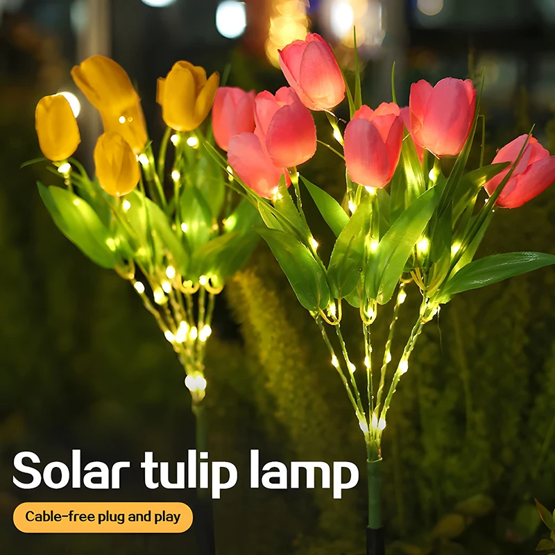 أضواء الحديقة الشمسية أضواء الزهور الشمسية مع الزهور المتوهجة والسيقان الشمسية في الهواء الطلق مصباح ليد لحديقة مسار سطح السفينة ديكور #1