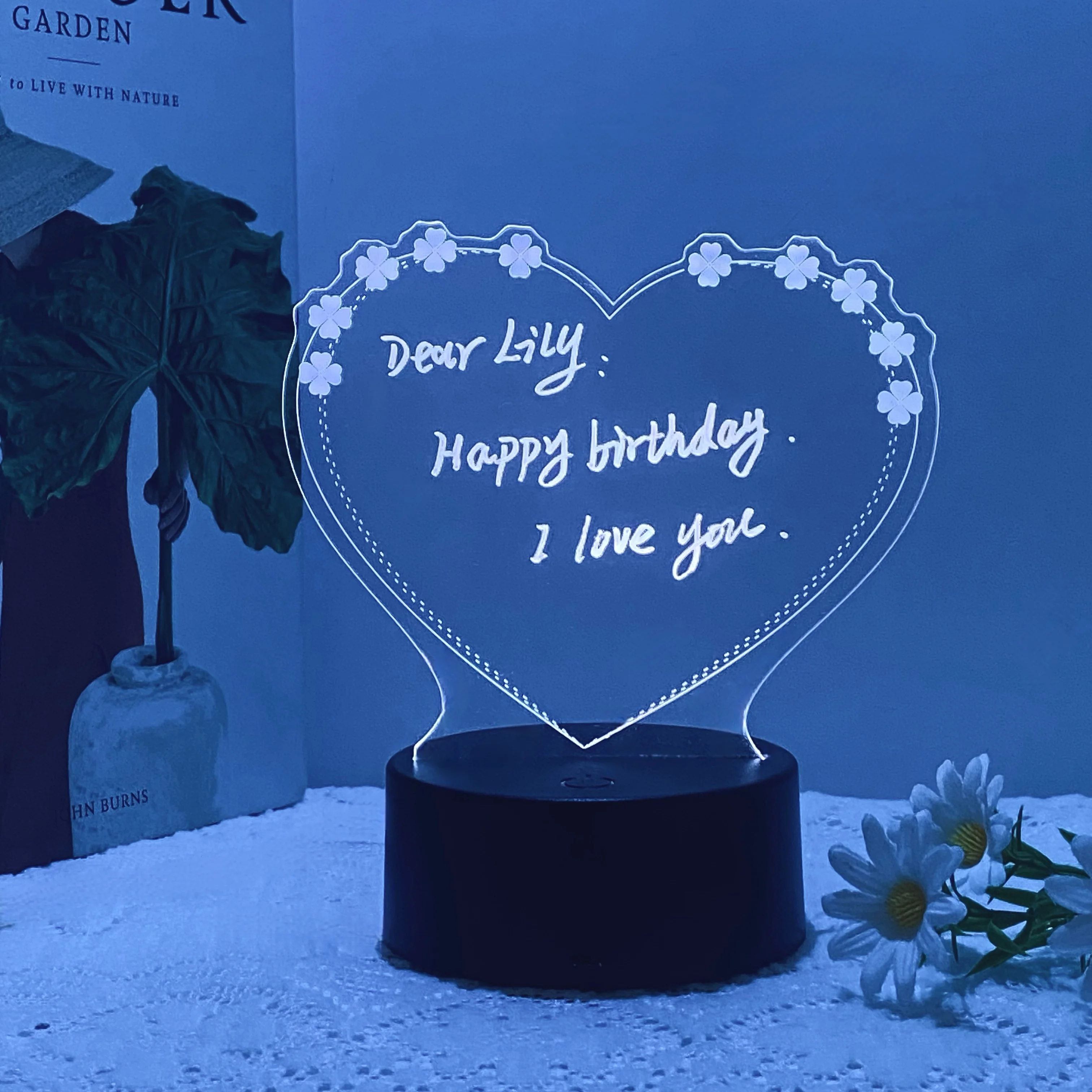 1pc DIY heart-shaped message board 3D nightlight, USB atmosphere table light, gifts for friends on holidays and birthdays.