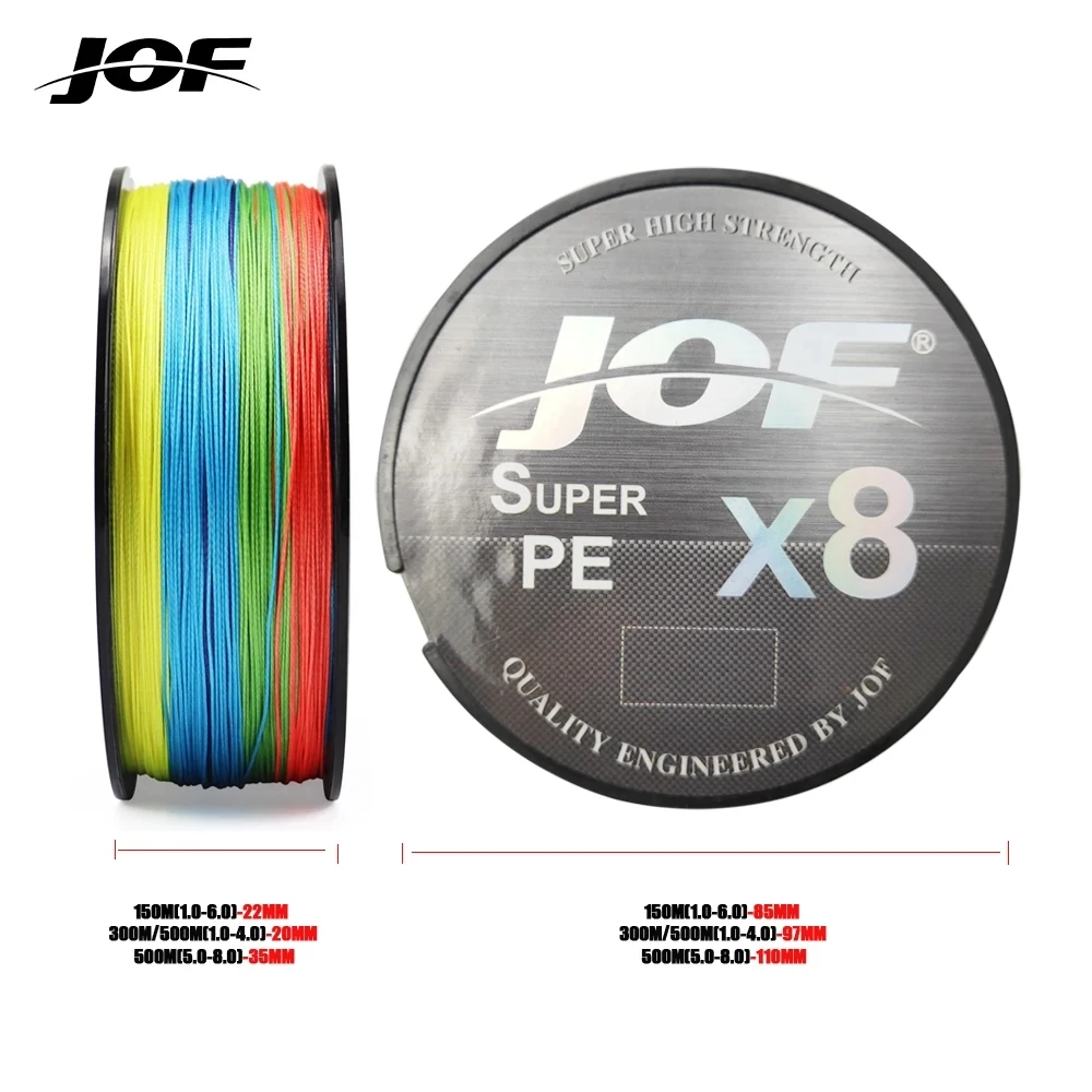 JOF Japan 8X 8 Strands Braided Fishing Line 150M 300M 500M Multifilament PE Wire Fly Sea Saltwater Weave Extreme Pesca