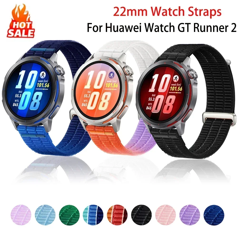Sportliche Nylonbänder für Huawei Watch GT Runner 2/GT 4 5 6 Pro 46 mm, Huawei Watch GT 6 5 4 Pro 22 mm Uhrenarmbänder