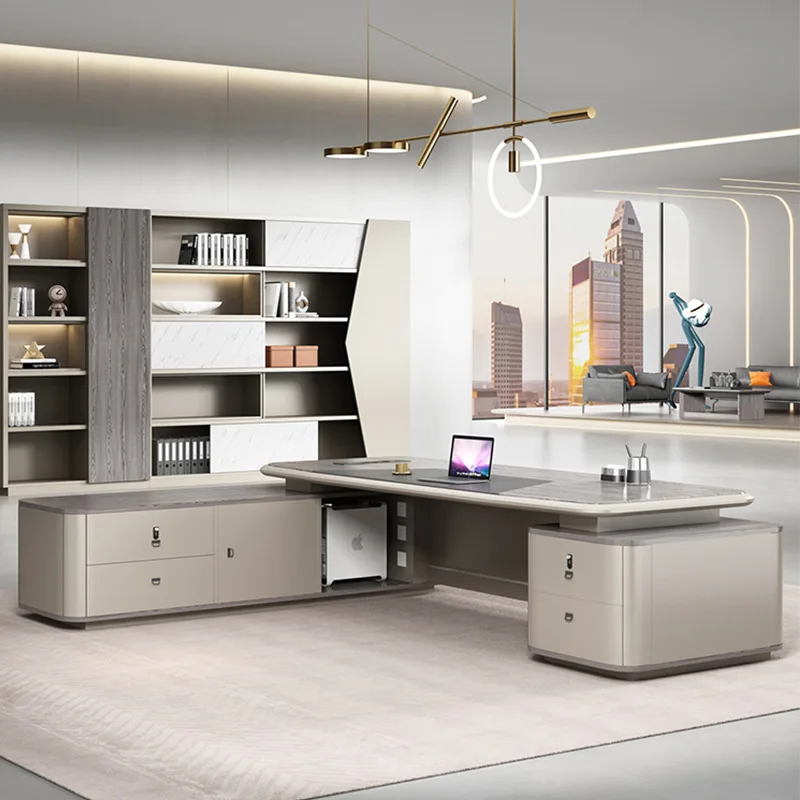 Boss Table Light Luxury Leadership Desk President Table Painted Large Board Boss Office Manager Board Table And Chair Combinati