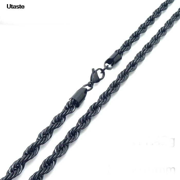 Dainty Gold Color Rope Chain Necklaces for Women Men,Chic Twisted Collar, Waterproof Stainless Steel Link 2/3/4/5mm Width