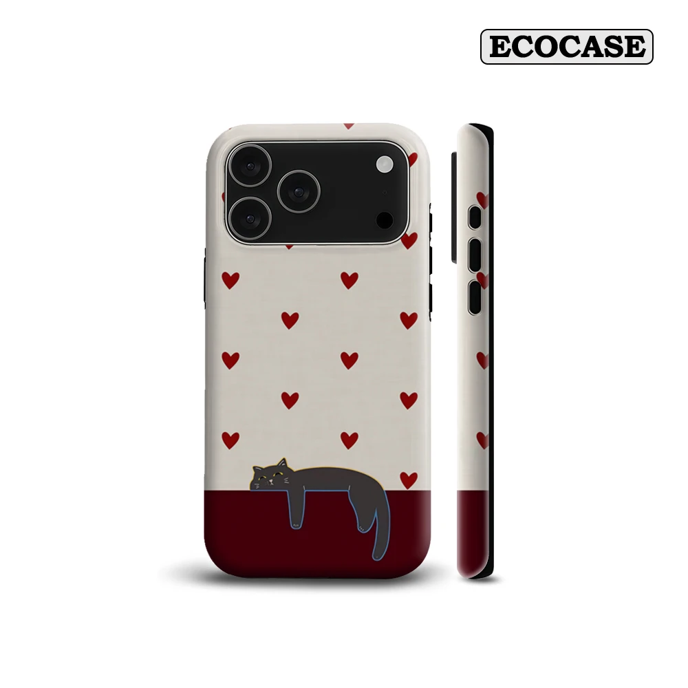 Rotes Herz & Schwarze Katze Magnetische Handyhülle für iPhone 17 16 15 14 13 Pro Max Plus Ein-/Doppelschichtige Robuste Hülle