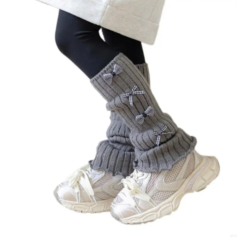 جوارب M89C للأطفال بعقدة جميلة على شكل فيونكة وأكمام ناعمة وقابلة للتنفس وقابلة للتكديس لتدفئة الساق عصرية للفتيات من سن 3 إلى #1