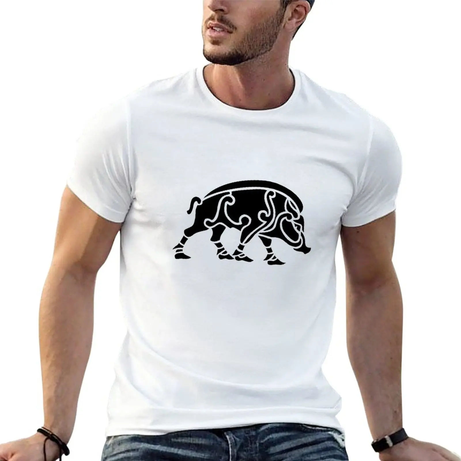 New Norse Style Boar T-Shirt summer clothes t shirt man fruit of the loom mens t shirts