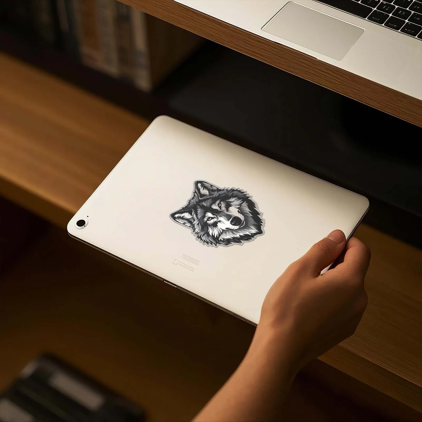 

1PC Black & Grey Wolf Head Waterproof Vinyl Sticker, Animal Decal for Car, Motorcycle, Helmet & Laptop Decor