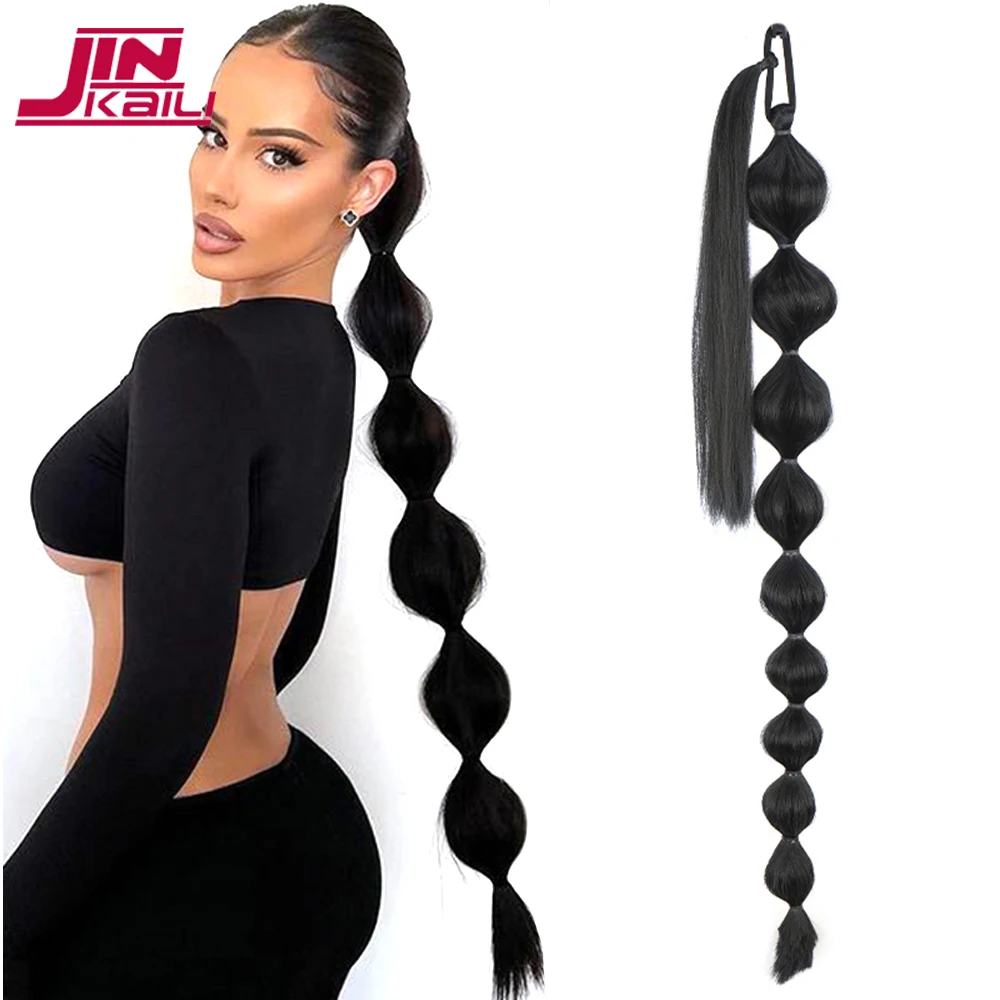 

JINKAILI синтетический хвостик для наращивания волос афро пузырь длинный хвост 30 дюймов обертывание вокруг фонаря конский хвост для женщин