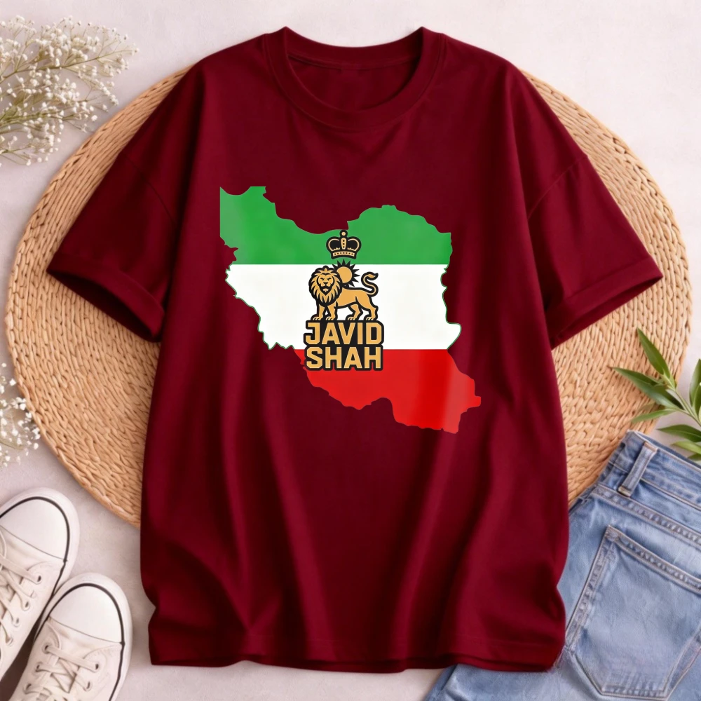 Iran T Shirt Casual Style Men's T-Shirt Iran Map Lion Crown Javid Shah Print Summer Wear Gift for Men and Friends