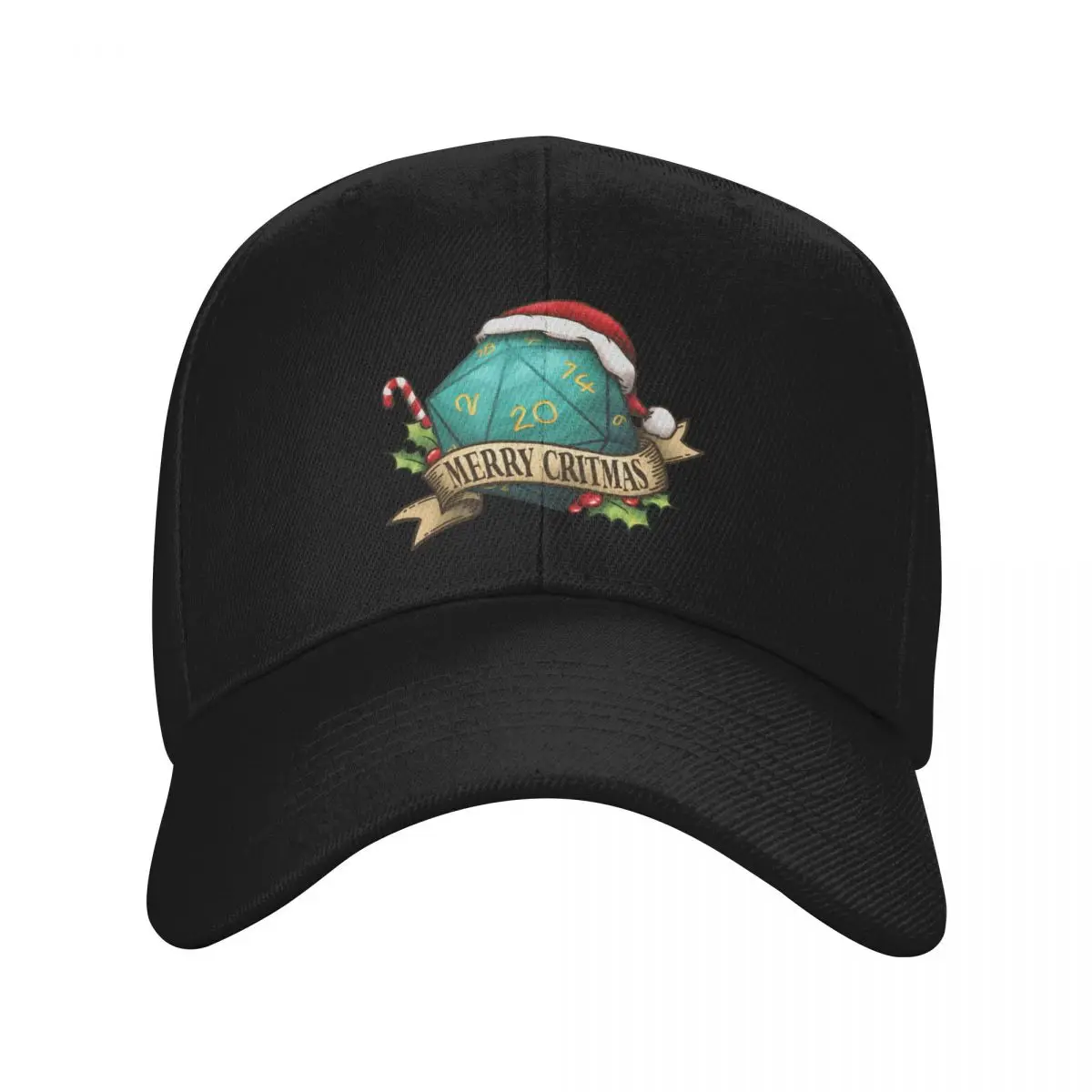 D20 Merry Critmas Dice Baseball Cap Golf Wear Fashion Beach sun hat Men Caps Women's