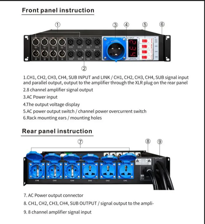 Distribuidor de caja de distribución de energía de escenario profesional, equipo de audio, sistema de sonido, fuente de alimentación para amplificador, 32a