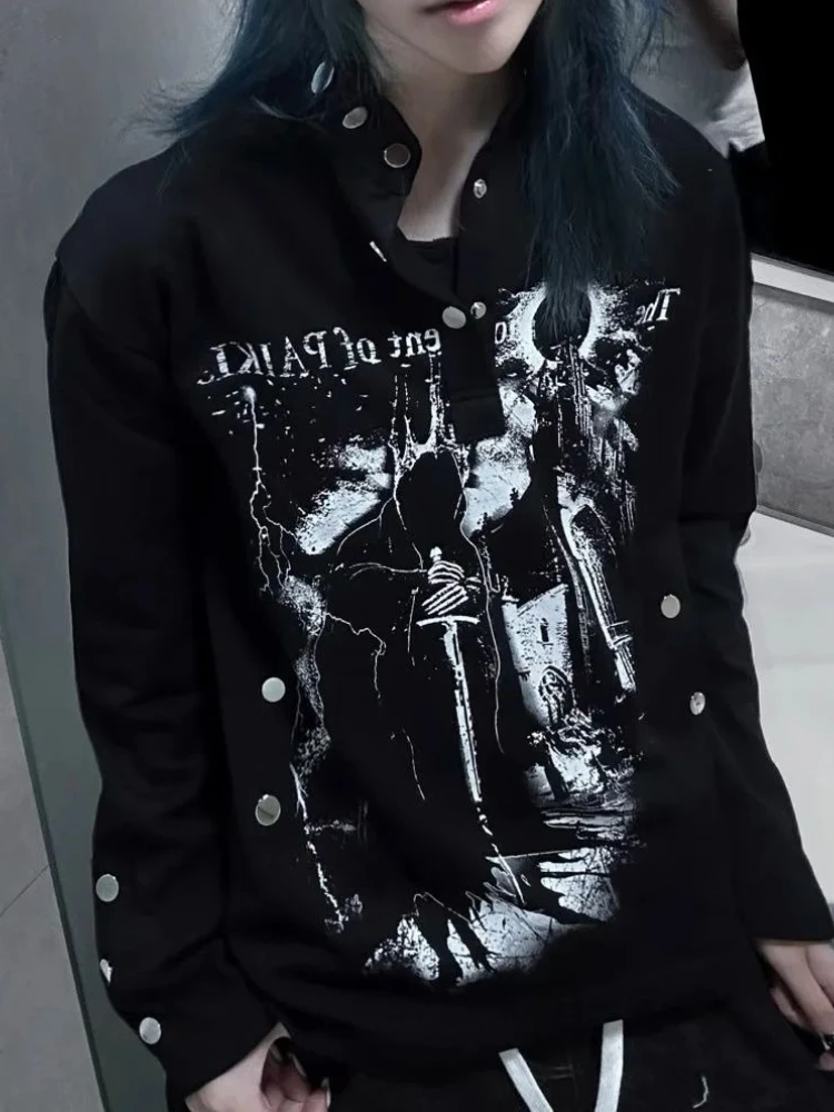 

Japanese Y2K Goth Loose Tops Dark Harajuku Vintage Chic Print Long Sleeve T-Shirt Women Autumn Fashion Streetwear Casual Clothes