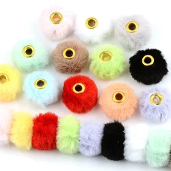 15pcs 2cm Random Color Mix Plush Fur Covered Ball Beads Decoration Beads For Jewelry Making DIY Keychain Pen Gifts Accessories