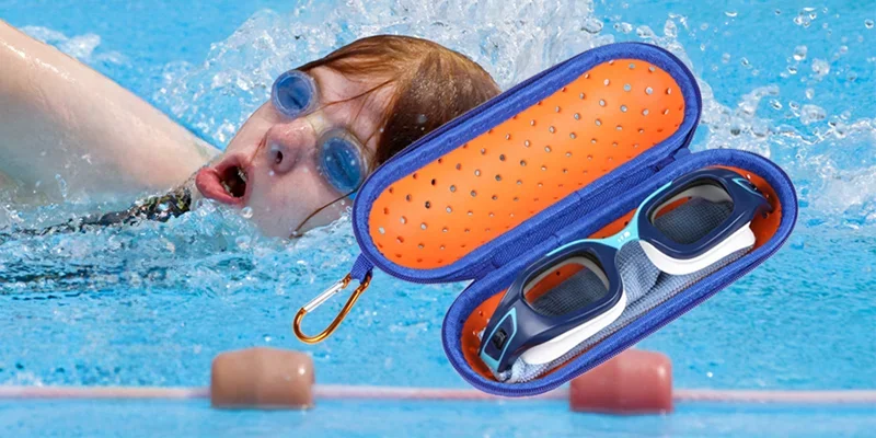 EVA-Weichbrillenetui zum Schutz von Schwimmbrillen, Schwimmausrüstung, atmungsaktiv, mit Drainageloch, tragbar, für alle Altersgruppen. – Detail 8