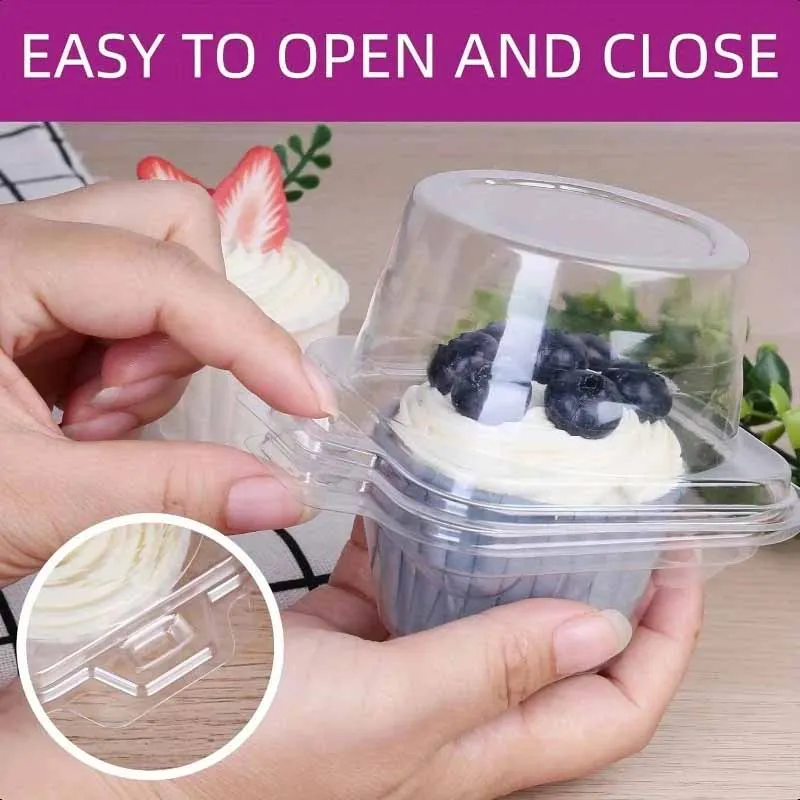 10Pcs20Pcs30Pcs Transparent Single Cupcake Boxes, Transparent Single Cupcake Containers, Suitable for Weddings, Holiday Parties