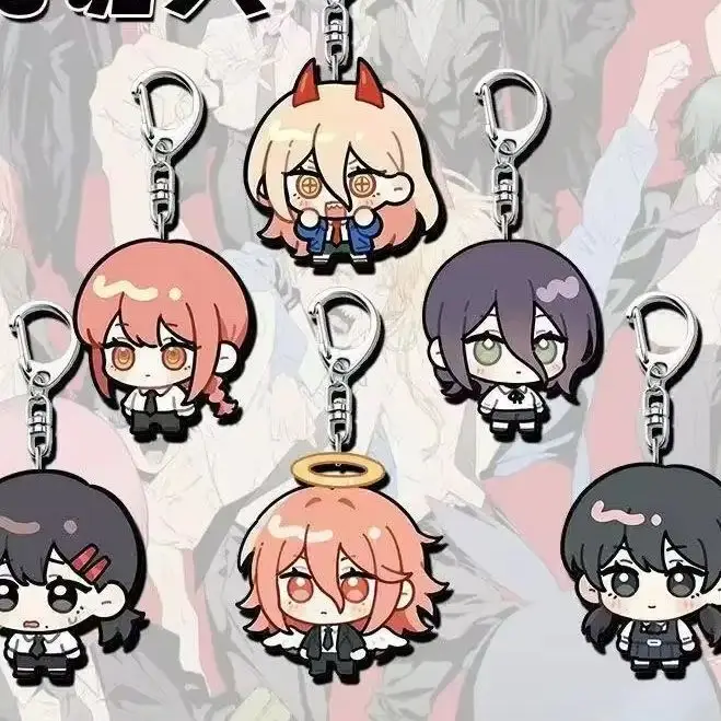 Chainsaw Man Anime Figure  Acrylic Keychain Makima Power Aki Angel Reze Denji Cosplay Backpack Decoration Pendant Holiday Gift