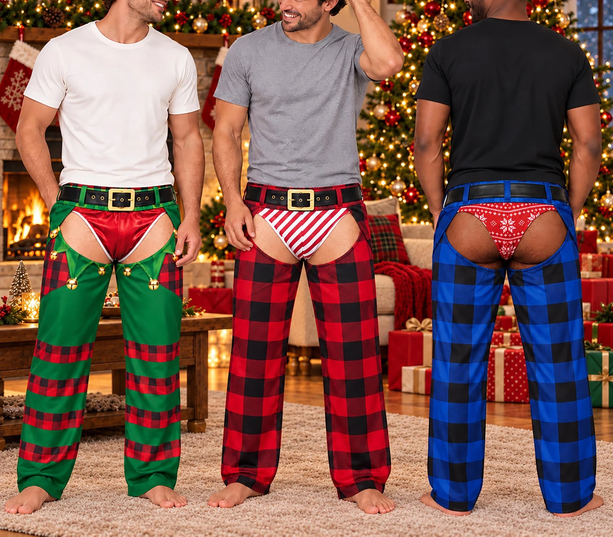 Personalized Funny Pajama Pants Men Women Fake Thong Fake Butt Straight-leg Pants Christmas Gag Gift Ugly Christmas Lounge Pants