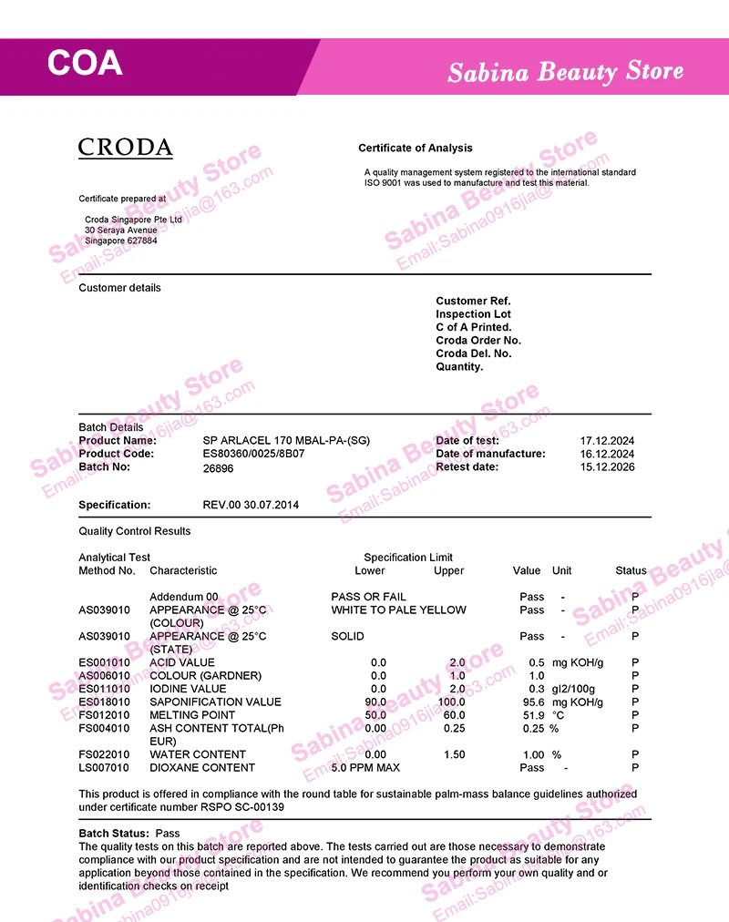 Estearato de glicerina de alta calidad y escamas de estearato de PEG-100 A165 materia prima cosemtica de cera emulsionante cosmética