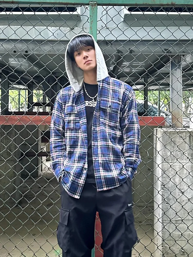 

Men's Casual Plaid Long Sve irt Cardigan Outerwear Hoodie Sle Cleanfit Workwear Jaet Street Sle High End Feeling